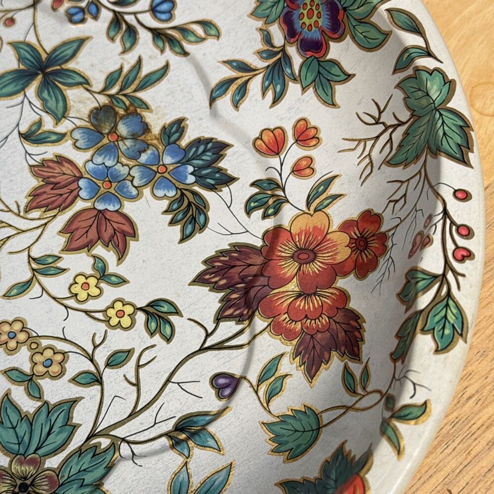 Vintage 1971 Daher Decorated Ware Floral Chitz Tin Tray Plate England - Picture 4 of 10